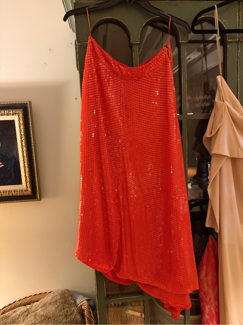 MSGM Orange Sequin Asymmetrical Draped Midi Skirt size IT 40/US4